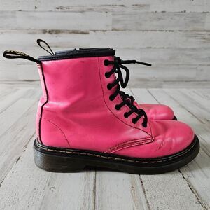 Dr Martens Electric Pink Kids Girls Lace Up Boots Sz 3